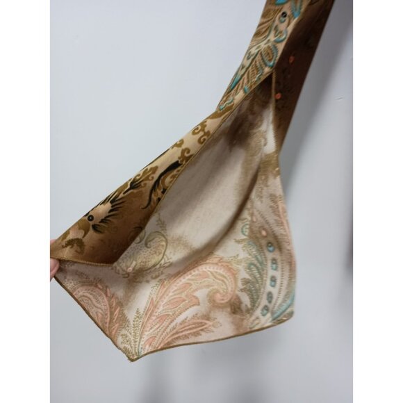 Vintage 90s Unix Womens Crop Top Large Brown Paisley Flared Sleeve BOHO Fairy - Picture 3 of 10